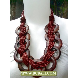 Brown Beads Necklaces by Wooden